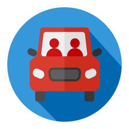 Car flat design icon vector Vector illustration. Part of travel icons setのイラスト素材