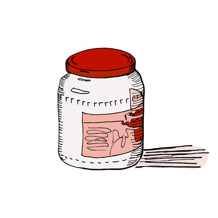 Sketch of closed empty glass jar vector illustrationのイラスト素材