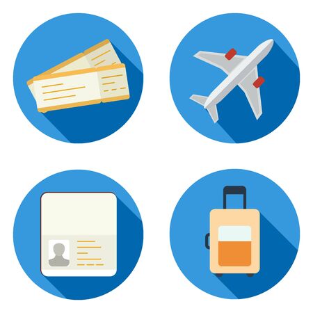 Set of airplane icons in flat design styleの写真素材