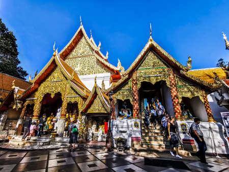 Chiang Mai, Thailand November 28, 2019 : Wat Phra That Doi Suthep is a Theravada Buddhist temple in Chiang Mai Province, Thailand. The temple is often referred to as "Doi Suthep" . It is a sacred site to many Thai people.のeditorial素材