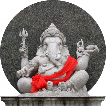 Sculpture Hindu God Ganesha isolated on white backgroundの写真素材