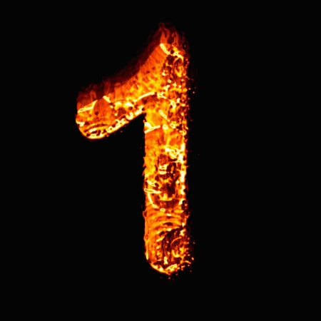 Fire numeric, Number 1の写真素材
