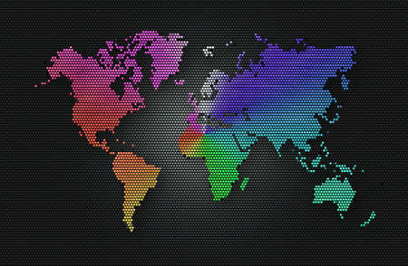Abstract background dark grey sphere with rainbow world map of the continents of the world, image of illustration の写真素材