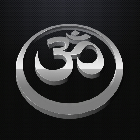 Om Symbol 3D icon glossy, on grey background の写真素材