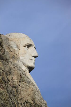 Profile of George Washington carving at Mount Rushmore National Monument, South Dakotaのeditorial素材