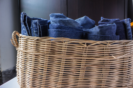Jeans in the basketの写真素材