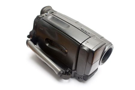 Old handy camera isolated in white backgroundの写真素材
