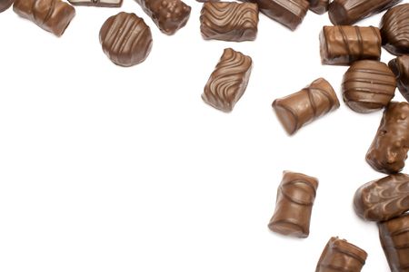 many variations of delicious chocolat bonbons isolated の写真素材