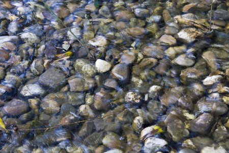 a pattern created by many stones in a little riverの写真素材