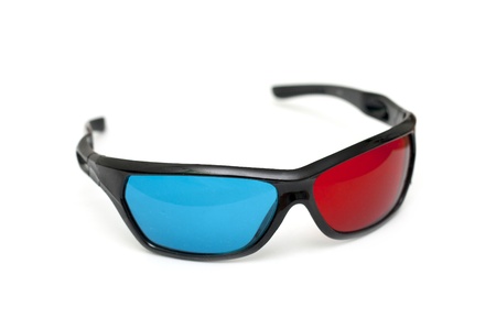 one pair of 3D glasses isolated in white