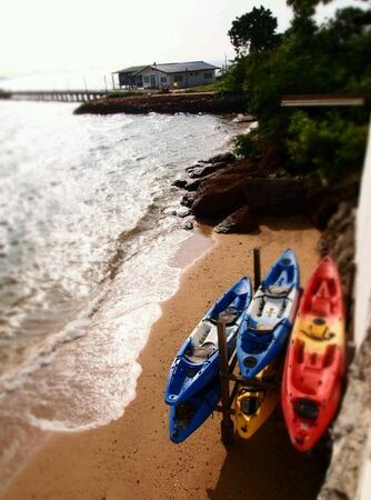 Colorful of kayak at koh Larn, Chonburi, Thailandの素材