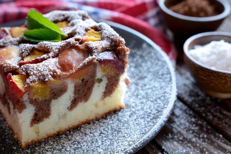 Nectarine sponge cakeの写真素材