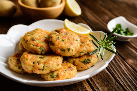 Fried salmon pancakes with potato