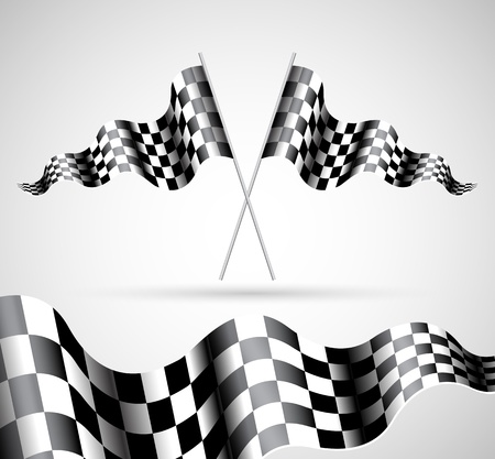 Checkered Flags on grey backgroundのイラスト素材