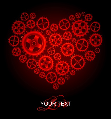 Vector red gear heart backgroundのイラスト素材