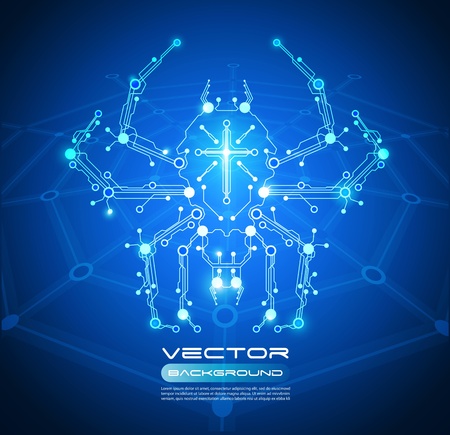 circuit board spider web backgroundのイラスト素材