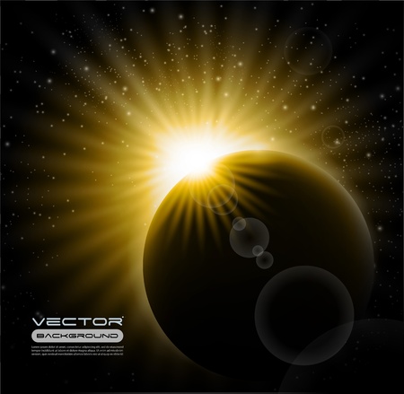 Vector burning sunrise in spaceのイラスト素材