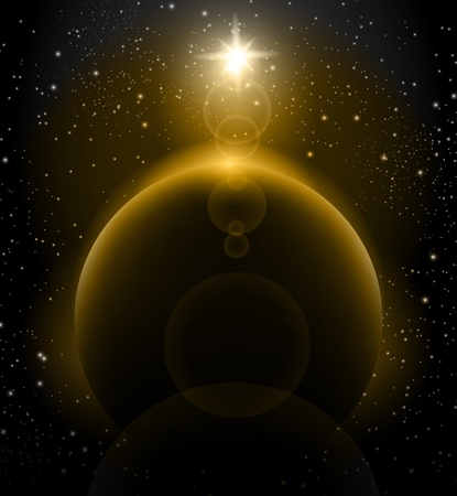 Shining Sun over Earth planet space backgroundのイラスト素材