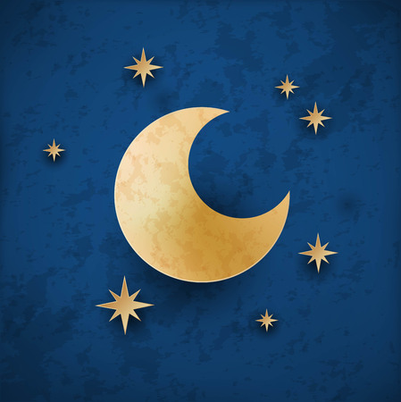 Vintage weather moon icon on blue bacgrondのイラスト素材