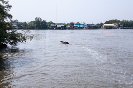 Thai local life in the canal.の写真素材