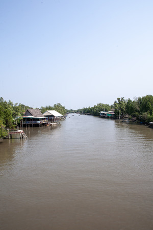 Thai local life in the canal.の写真素材