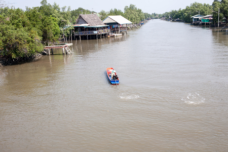 Thai local life in the canal.の写真素材
