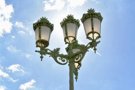 Streetlight over blue skyの写真素材