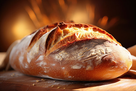 Bakery Bliss: Freshly Baked Artisan Bread. Loaf of bread. Bakery, rustic, bread creation, artisan bread.の素材