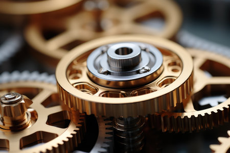 Gears in mechanical movement in various forms and materials.の素材