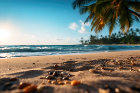 Summer, Beach Background Cardpostal Designs. Background with Beach,  Sand,  Summer vibes and natural tones.の素材