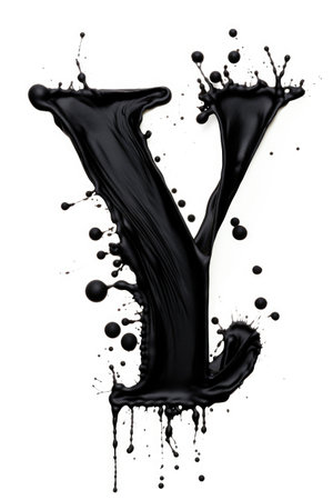 Ink Letters. Ink Caligraphy. Alphabet in Ink. Letter Yの素材