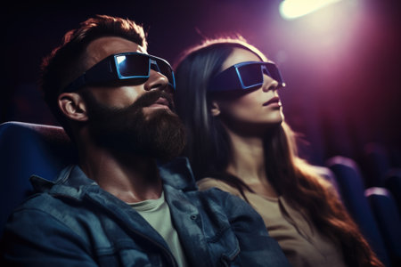Couple in the Cinema Watching a Movieの素材