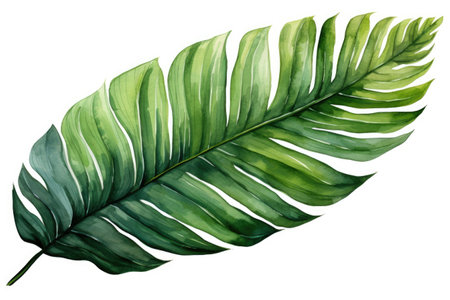 Leaves and foliage. Watercolor tropical transparent plants and leaves. Isolatedの素材