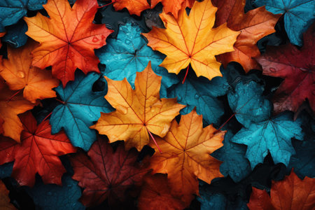 Autumn leaves on white background with vibrant yellow and orange colours, offering a captivating contrast that highlights the beauty of the seasonの素材