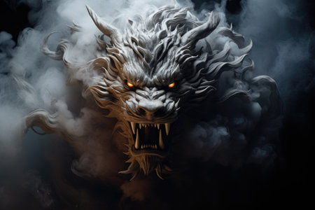 The smoke, fog and the dragon. Cloud Dragon.の素材