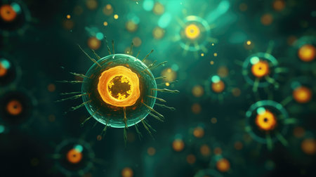 Virus. Detailed Macro View of a Virus.の素材