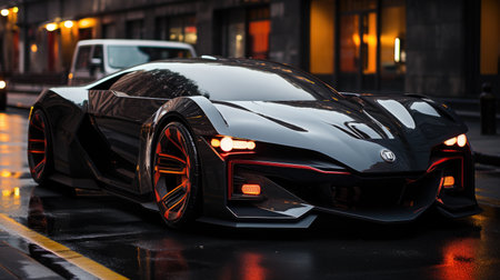 Sports car in the cityの素材