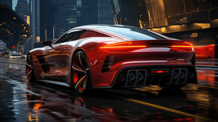 Sports car in the cityの素材