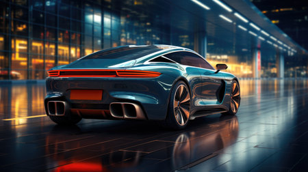 Sports car in the cityの素材