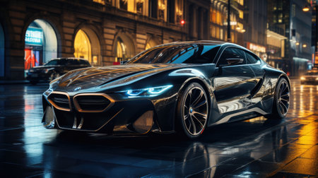 Sports car in the cityの素材