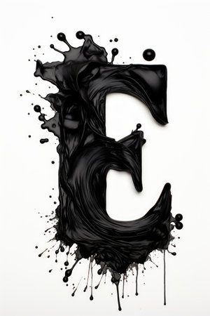 Ink Letters. Ink Caligraphy. Alphabet in Ink. Letter Eの素材