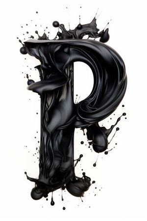 Ink Letters. Ink Caligraphy. Alphabet in Ink. Letter pの素材