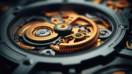 Gears in mechanical movement in various forms and materials.の素材