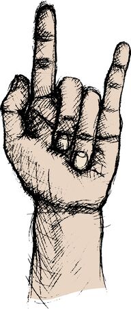 Vector illustration of hand doing horn signのイラスト素材