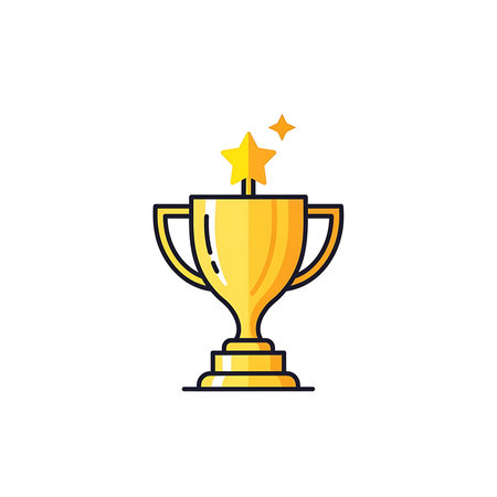 Trophy cup with star icon. Winner award symbol. Vector illustrationの素材