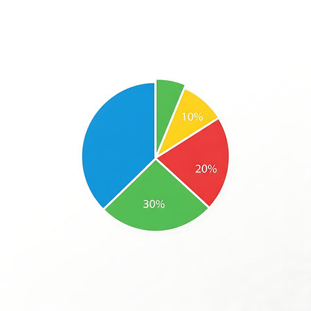 colorful pie chart with numbers on white background. Vector illustration.の素材