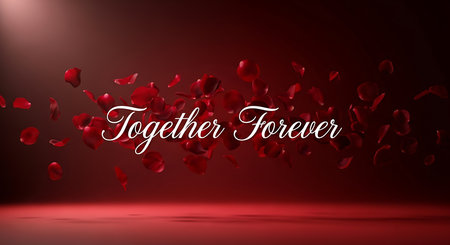 Valentines day background with red rose petals. Vector illustrationの素材