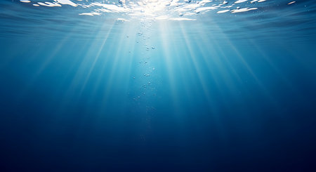 Abstract blue light lines on a dark background. 3D Renderingの素材