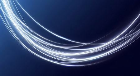 abstract light lines on a dark blue background. 3d renderingの素材