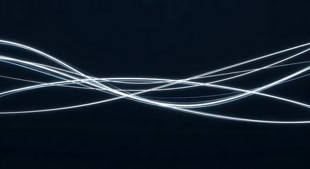Abstract light lines on a dark background. 3d rendering, 3d illustration.の素材